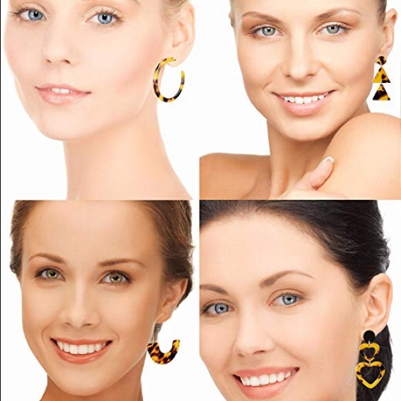 6 Pairs Geometric Leopard Bohemian Earrings - Picture 2 of 8